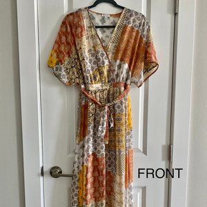 love, Fire Boho Wrap Dress with Tie